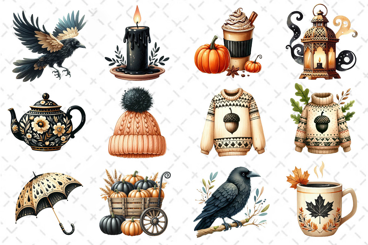 Beige & Black Autumn Clipart, an Illustration by Dream Creation (Photo 4 of 4)