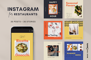 Restaurant Instagram Kit | Canva, a Social Media Template by Rose & Co.