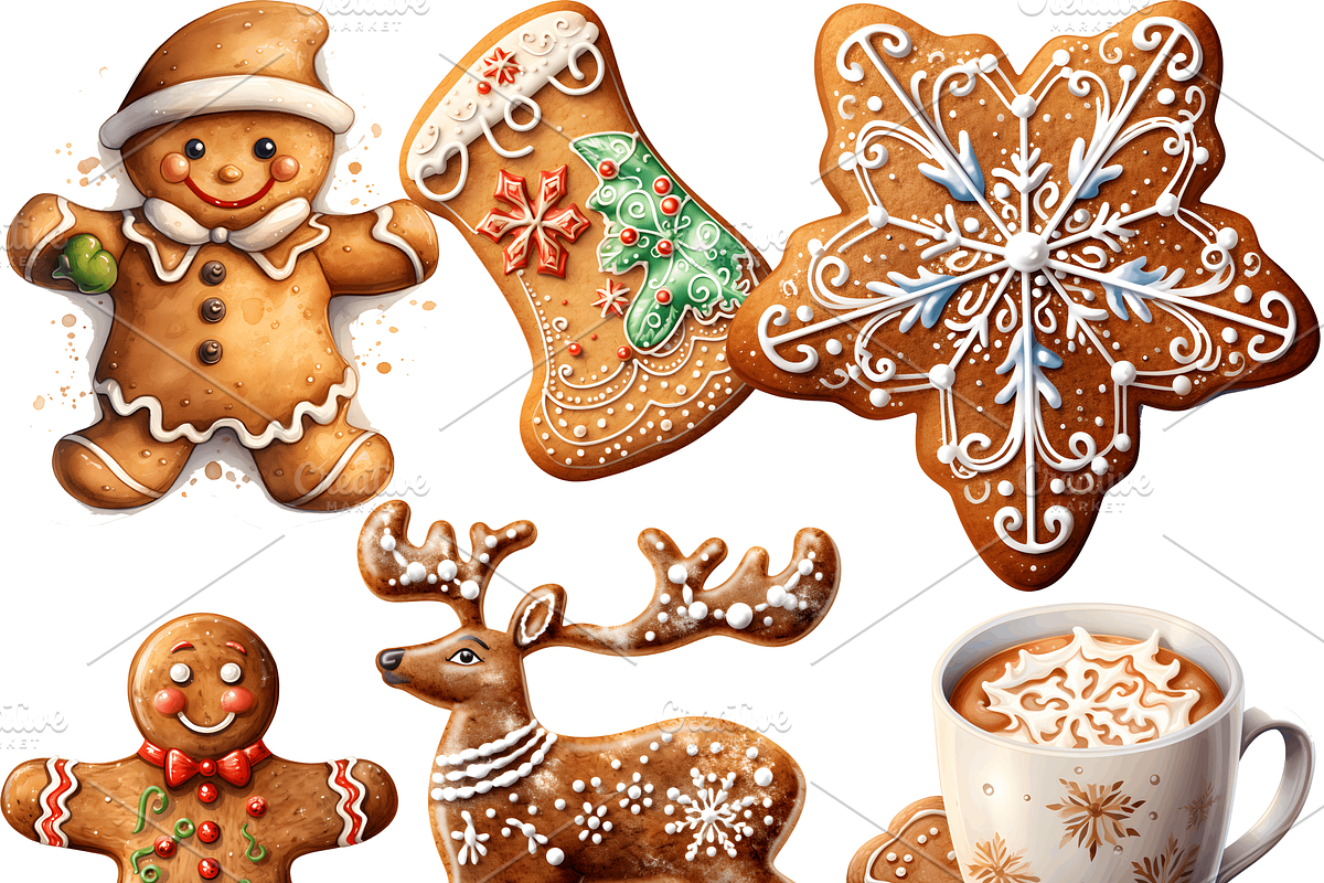 Watercolor Gingerbread Clipart, an Object Graphic by ArtisticTimberStudio (Photo 2 of 2)