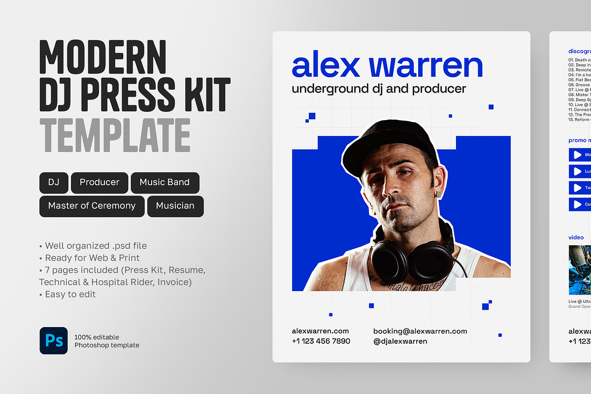 DJ Press kit EPK / Media Kit Template