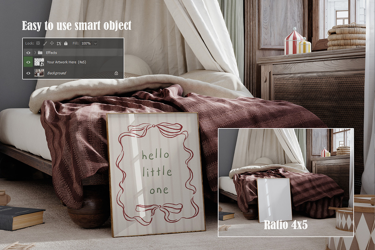 Vintage Nursery Frame Mockup Bundle, a Household Mockup by Artjafara (Photo 4 of 15)