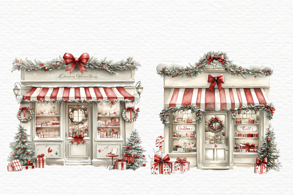 Christmas market storefront clipart, a Seasonal Illustration by Invite to Clipart (Photo 4 of 8)