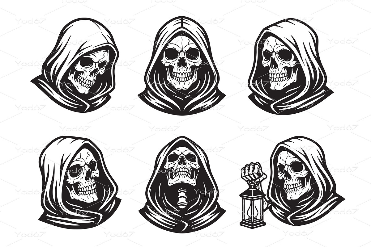 Grim Reaper skull head portraits, an Object Illustration by yod67