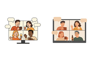 Social gathering with friends, a Technology Illustration by ZinetroN
