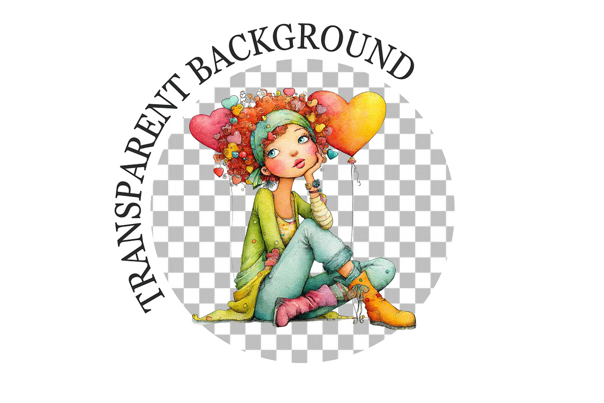 Quirky Valentine Day Girl Clipart, a Seasonal Illustration by Rose Art (Photo 5 of 7)
