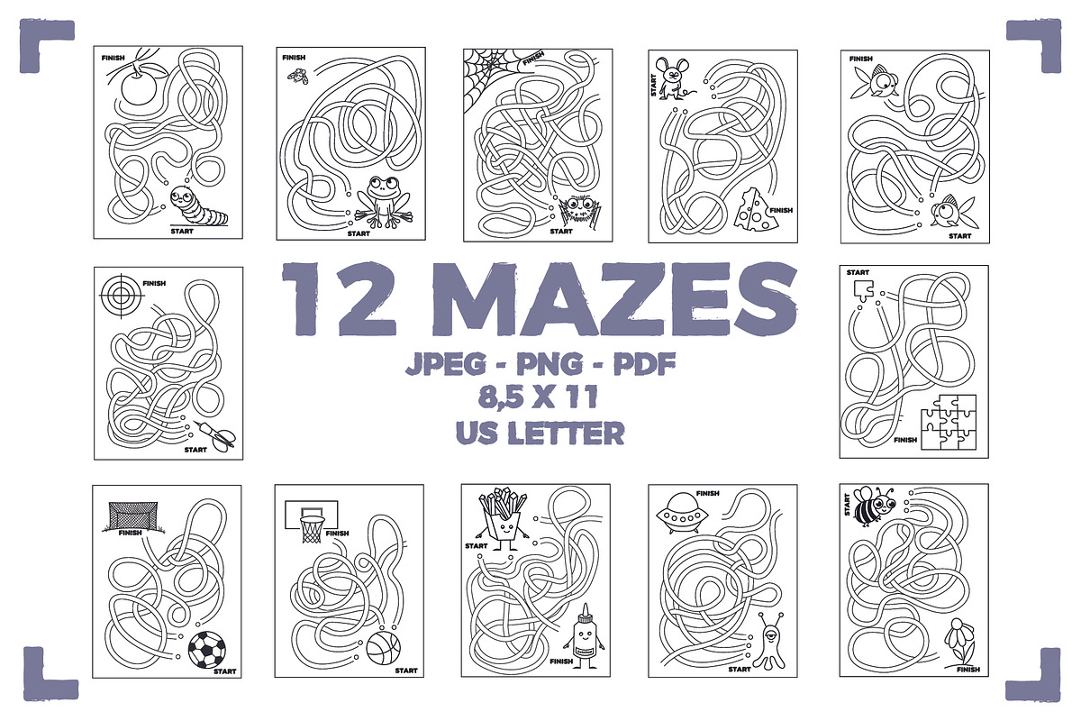 12 MAZES (activity pages), an Education Illustration by Bonfloret Studio (Photo 1 of 7)