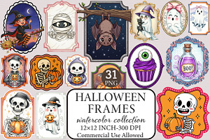 Vintage Halloween Frames Clipart, an Icon by Libby Wishes