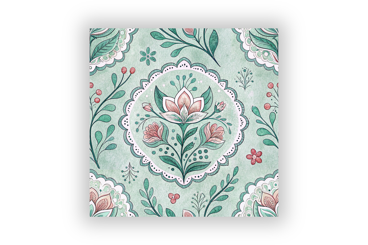 Folk Floral Seamless Patterns Bundle, a Pattern Graphic by FloridPrintables (Photo 5 of 6)