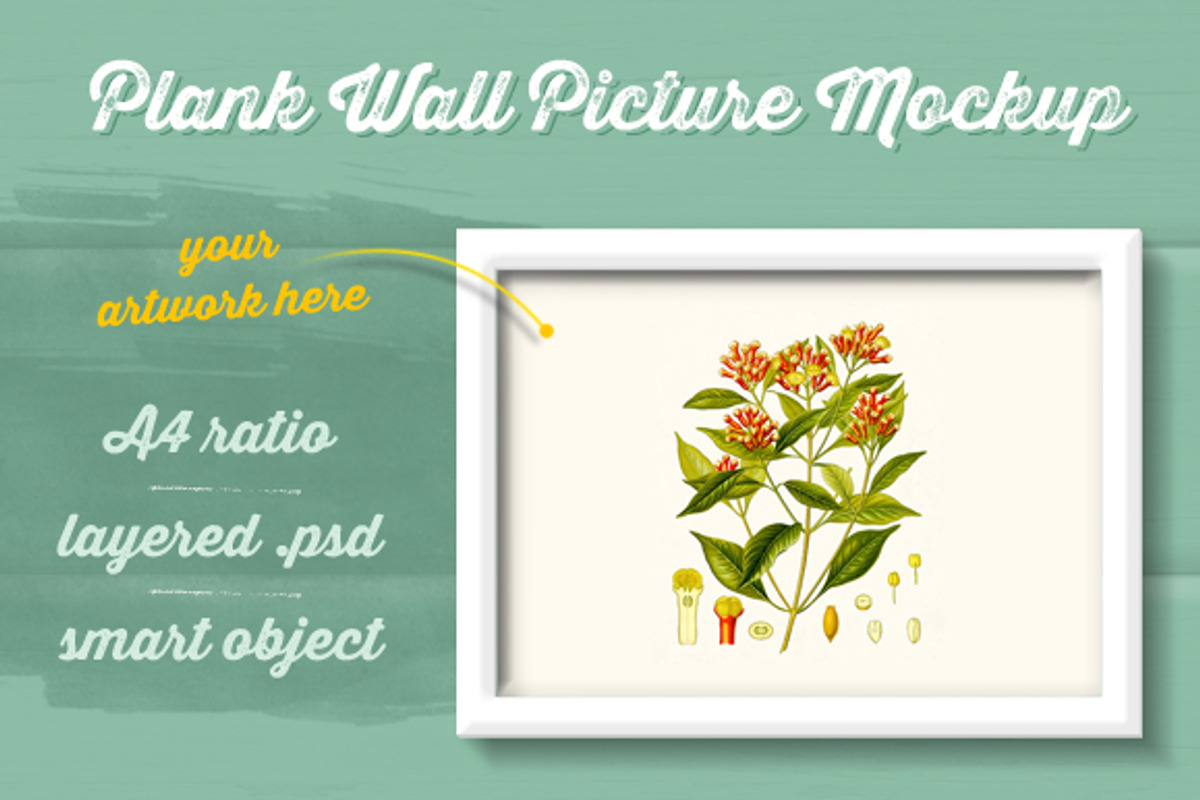 Plank Wall Picture Mockup, a Print Template by Frisk Shop (Photo 1 of 4)
