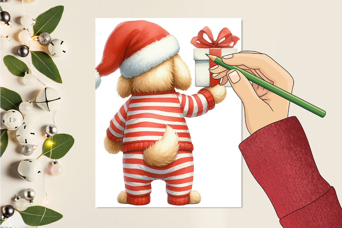 Funny Christmas Dog from Behind, a Seasonal Illustration by CitraGraphics (Photo 5 of 6)