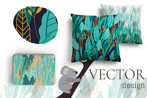 Set of australian flora.Koala design
