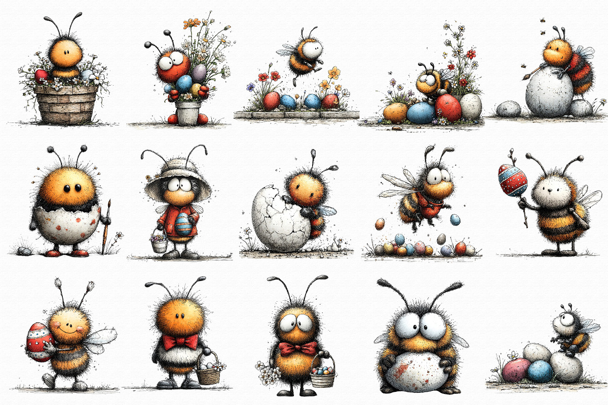 Whimsical Easter Bee Clipart, an Illustration by Libby Wishes (Photo 5 of 6)