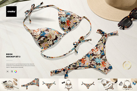 Side-tie Bikini Mockup Set 2, a Hat Mockup by creatsy5