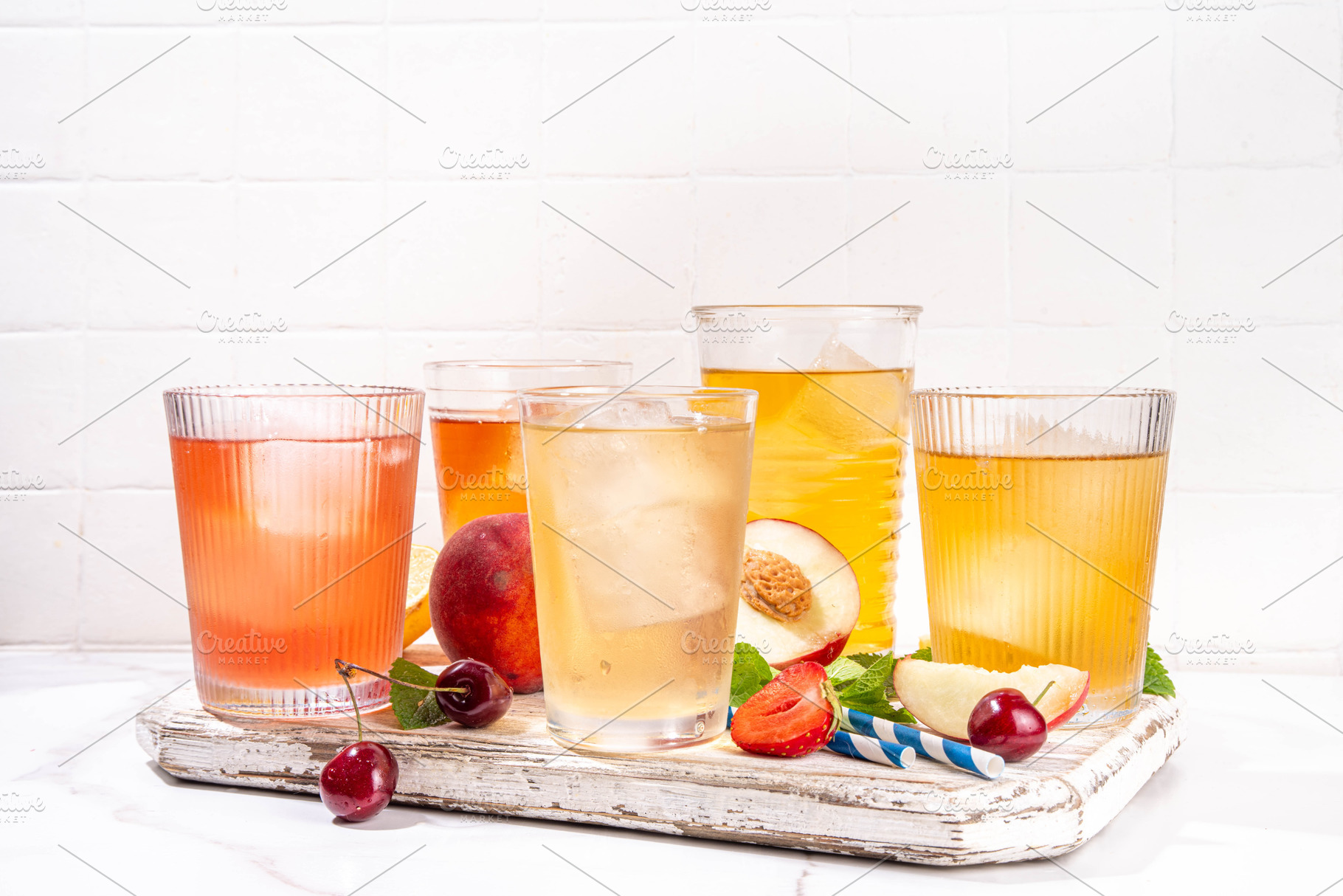Summer refreshing drink, non alcohol tea based cocktails, iced t, a Food & Drink Photo by Rimma