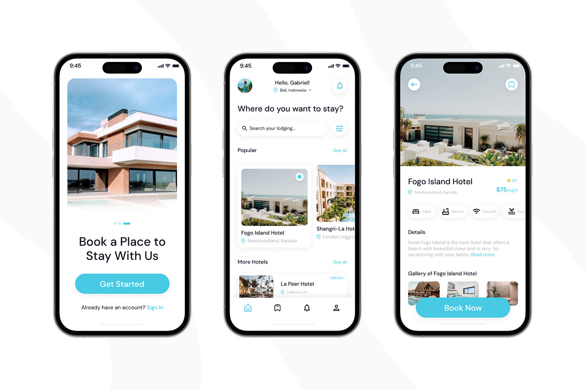 Resorta - Hotel Booking Mobile App, an UI Kit Template by Ermedia Studio (Photo 2 of 4)