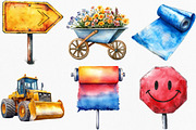 Watercolor Labor Day Construction, an Illustration by Canvas Craft (Thumbnail 3 of 7)