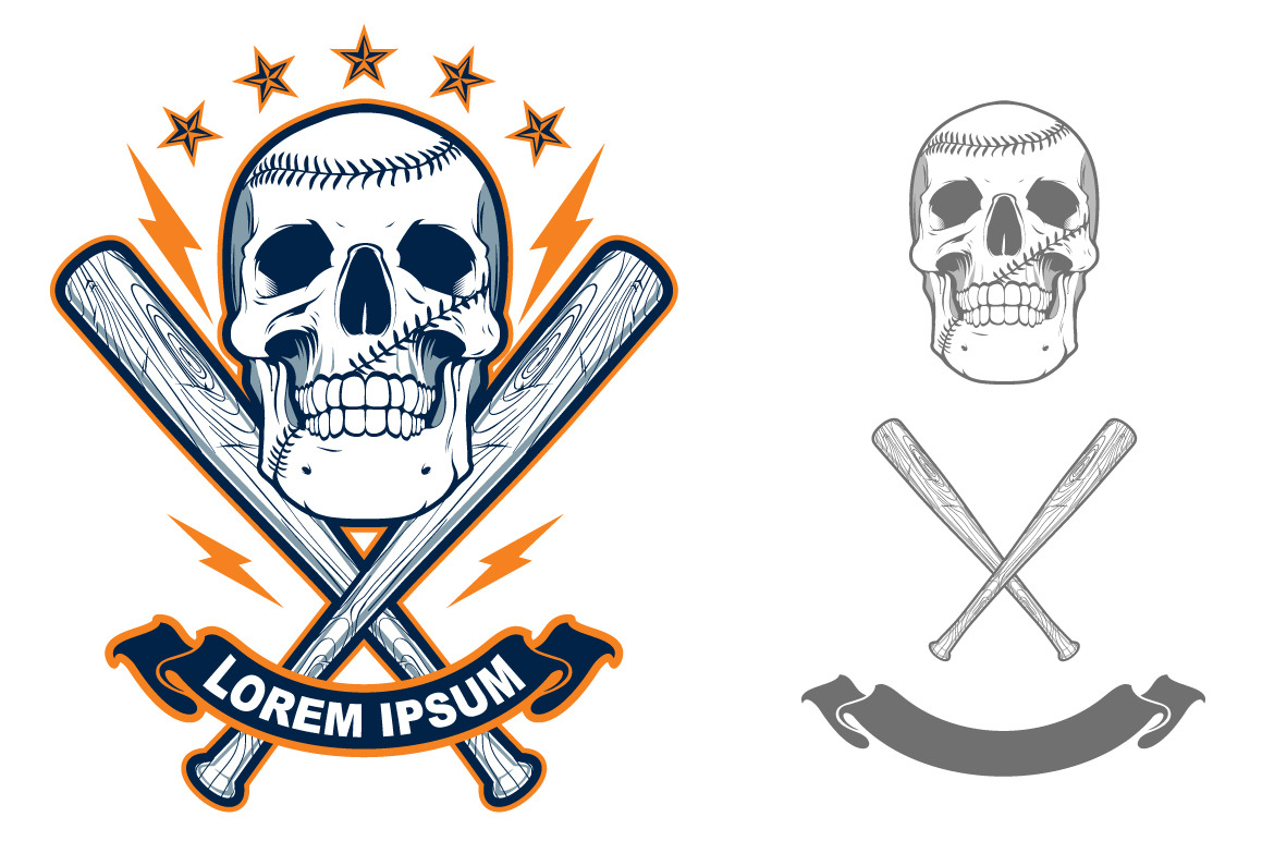 Skull with Baseball bats, a Sport Illustration by Mister Chek