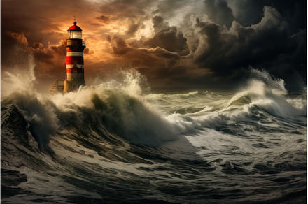 Foreboding Sea storm lighthouse, a Nature Photo by Ylivdesign