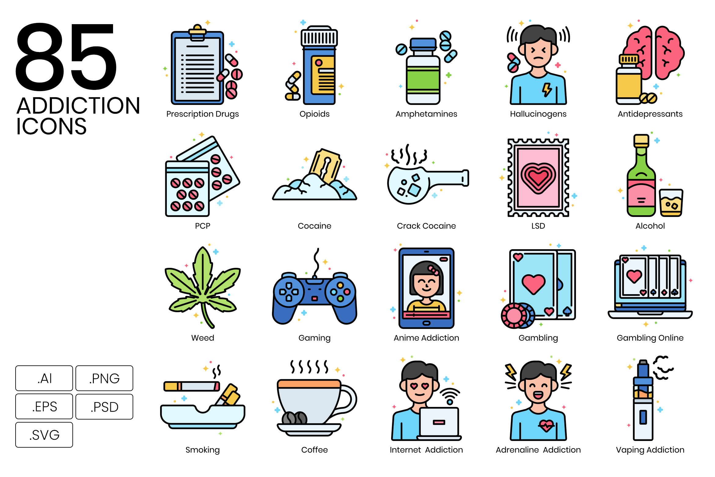 85 Addiction Icons | Vivid Series, an Outline Icon by Flat Icons