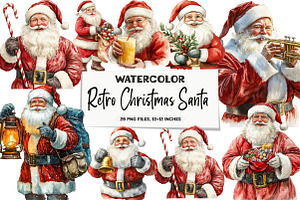 Retro Christmas Santa PNG Clipart, an Illustration by DreamArtGraphic