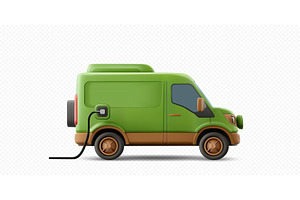 Electric green delivery van charging, a Transportation Illustration by ZinetroN