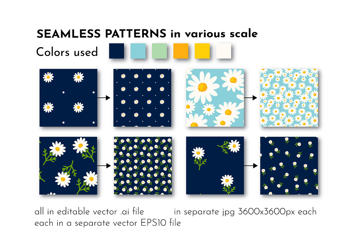 Daisy Ditsy Floral Pattern Bundle, a Pattern Graphic by AvaAva (Photo 5 of 19)