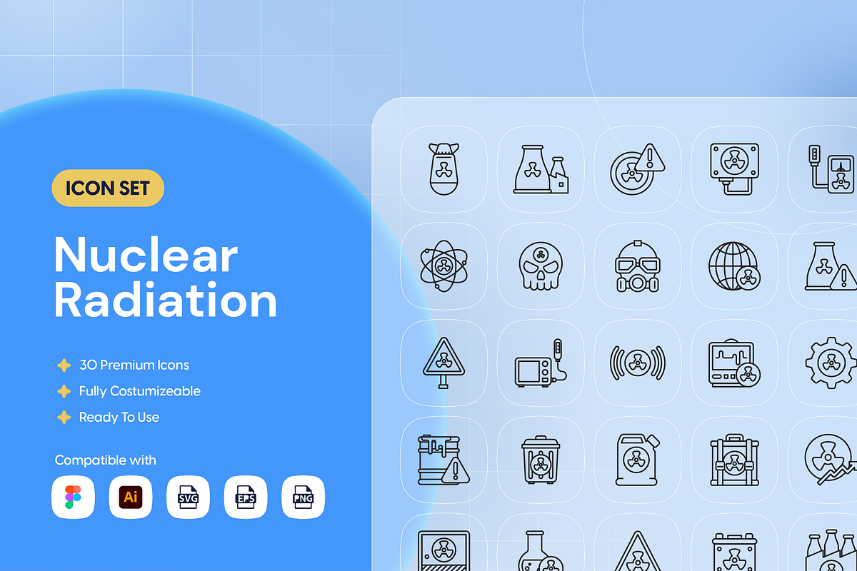 Nuclear Radiation Icon Set, an Outline Icon by Nathaya Studio (Photo 1 of 2)