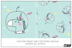 VECTOR UNICORN PRINT AND PATTERN