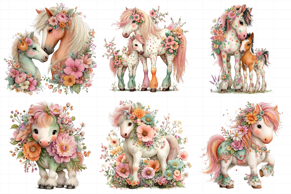 Whimsical Mother's Day Horse Clipart, an Illustration by Daily.Designs (Photo 5 of 7)