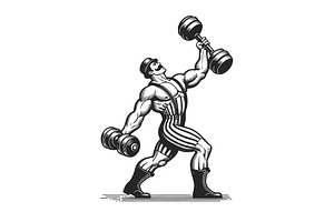 Strongman Athlete With Dumbbell