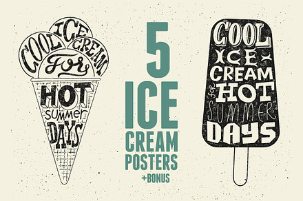 Ice cream summer vector posters.