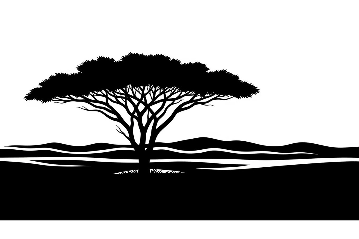 Abstract Savanna Scenery Silhouette, a Graphic by Designer_Momina (Photo 7 of 13)