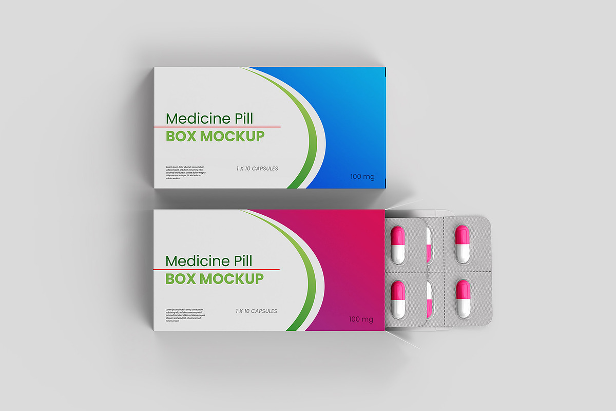 Medicine Pill Box Mockup - 8 views, a Packaging Mockup by Illusiongraphic (Photo 4 of 25)