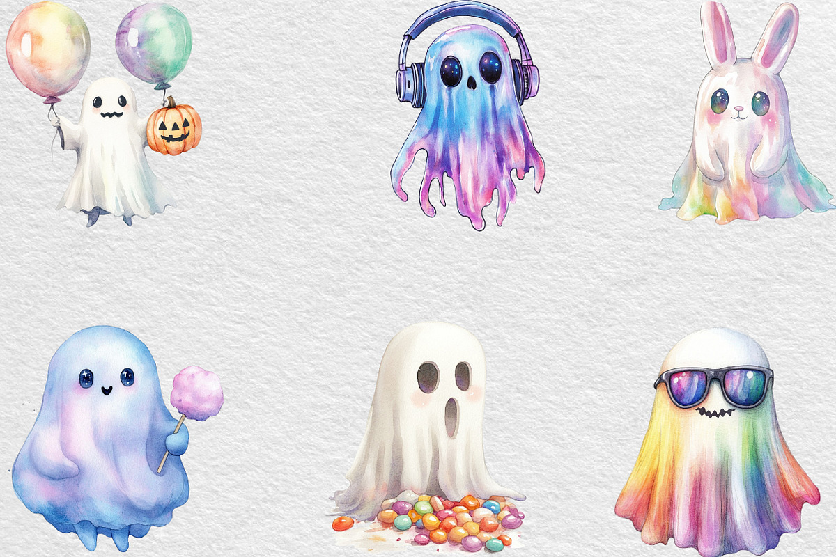 Funny Halloween Ghost Iridescent, an Illustration by Black Bird Studio (Photo 3 of 6)
