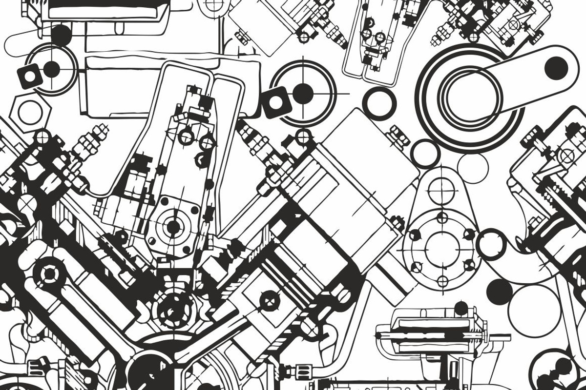 Drawing engine seamless pattern, a Pattern Graphic by Pgmart