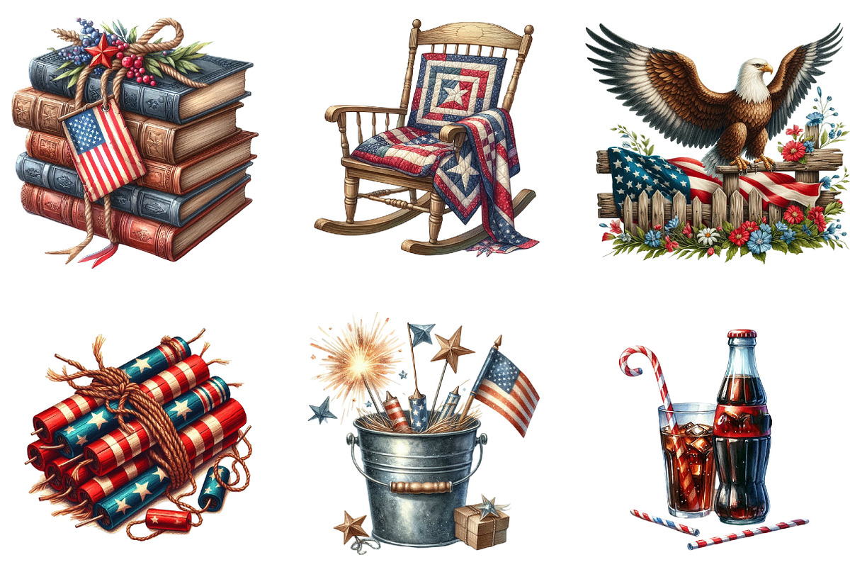 4th of July Rustic Patriotic Clipart, an Illustration by DreamArtGraphic (Photo 4 of 4)