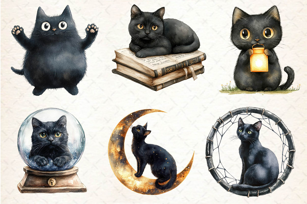 Halloween Black Cats Clipart, an Illustration by Dream Creation (Photo 4 of 7)