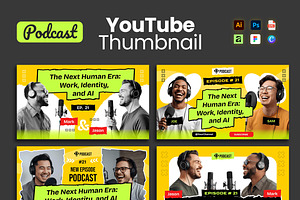 Podcast Youtube Thumbnail Template, a Social Media Template by Jiwstudio