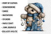 Whimsical Blue Christmas Teddy Bear, a Work Illustration by SinaCreation (Thumbnail 3 of 6)