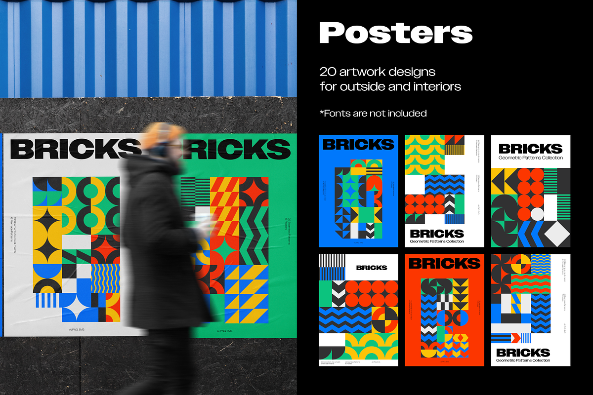 BRICKS-Geometric Pattern Collection, a Pattern Graphic by Katedsgn (Photo 4 of 12)