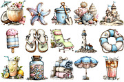 Whimsical Cold Summer Beach Clipart, an Illustration by OK Design (Thumbnail 3 of 6)