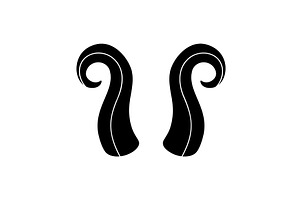 Black curled goat horns. Silhouette, an Animal Illustration by GraphiShop