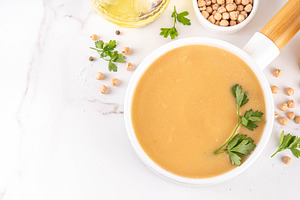 Tasty rich in protein chickpeas cream soup, a Food & Drink Photo by Rimma