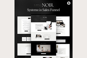Systeme.io Simply Noir Funnel, a Landing Page Template by Hayley's Digital Hub
