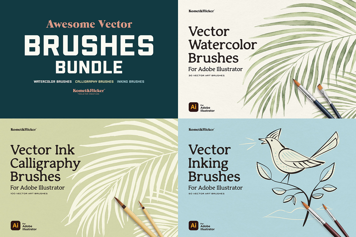 Awesome Vector Brushes Bundle, a Brush Add-On by Komet & Flicker (Photo 1 of 14)