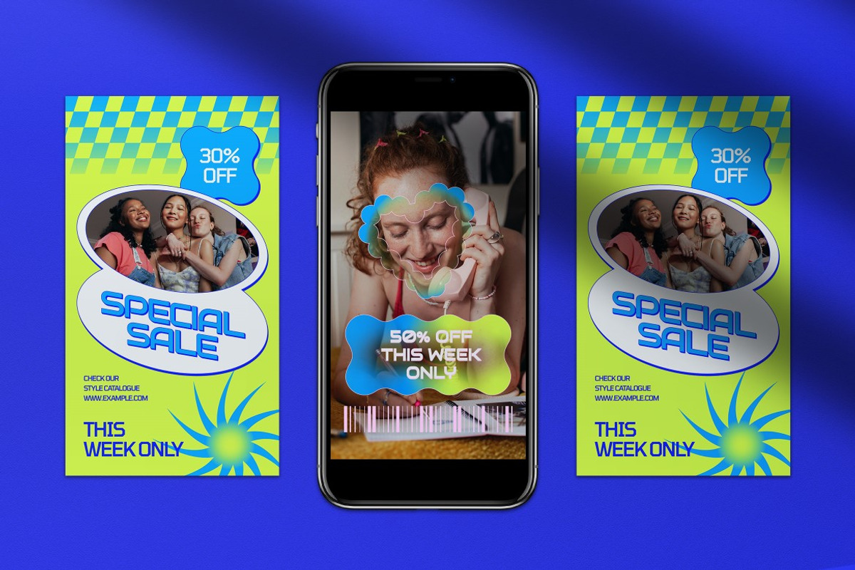 Blue Y2K Fashion Instagram Pack, a Social Media Template by graphicook (Photo 5 of 5)