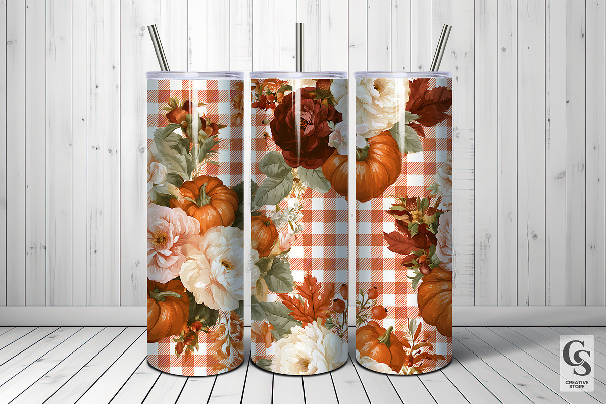 Fall Gingham Bouquet Flowers Paper, a Pattern Graphic by Creative Store (Photo 5 of 5)