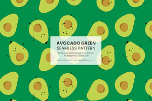 Cute Avocado Seamless Pattern