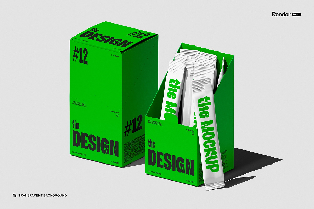 Sachet Box Mockup Set, a Packaging Mockup by Renderteam (Photo 8 of 8)