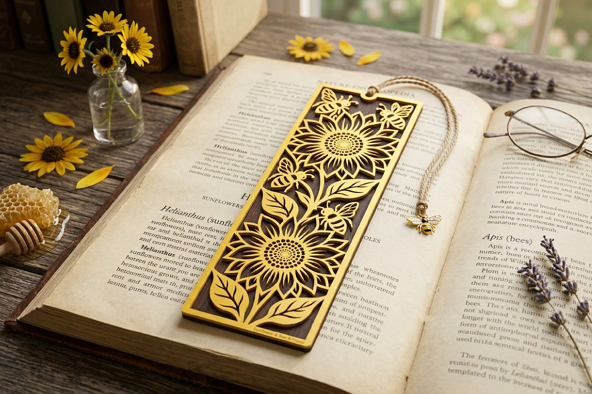 Sunflower Bee Bookmark SVG Cut File, an Object Graphic by Libby Wishes (Photo 3 of 3)